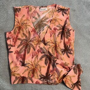 Sensi Studio Safari Pink Wrap Tunic Zebra Dress Red Sz S